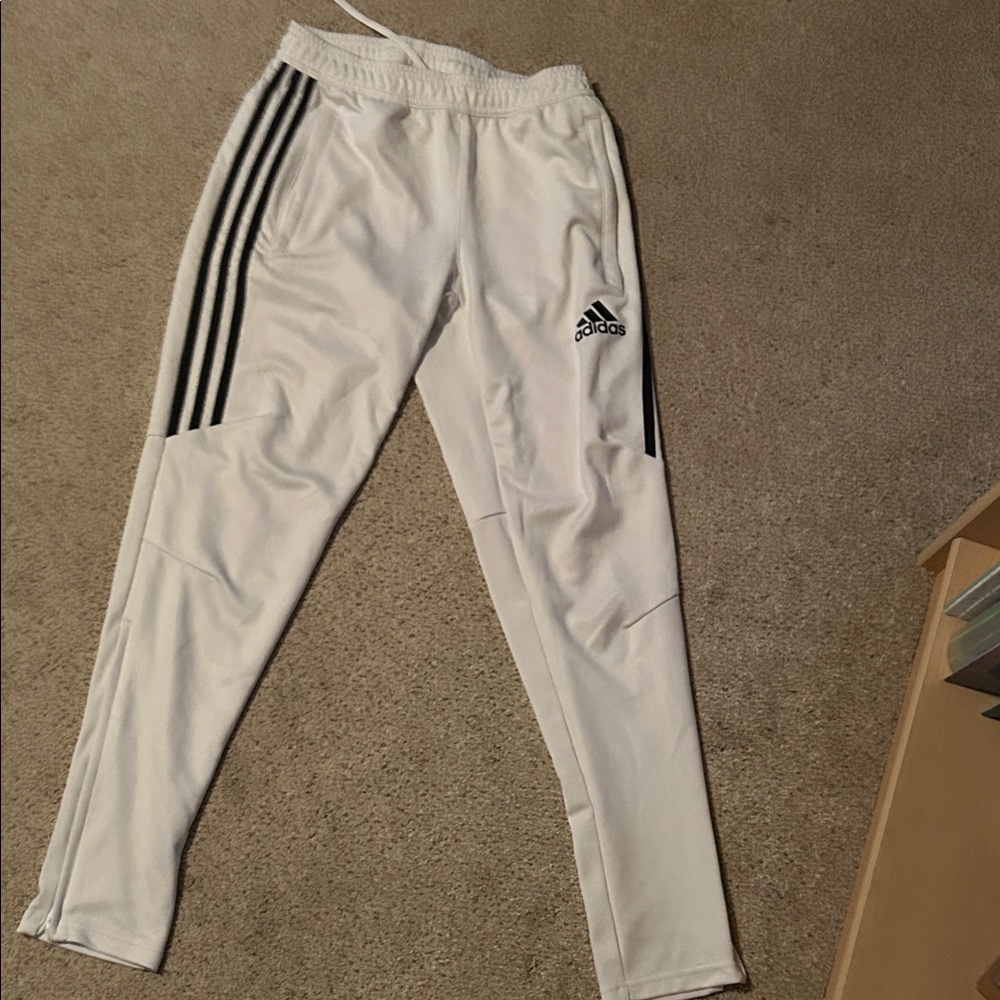 Adidas Kids White Sweatpants with Black Accents
